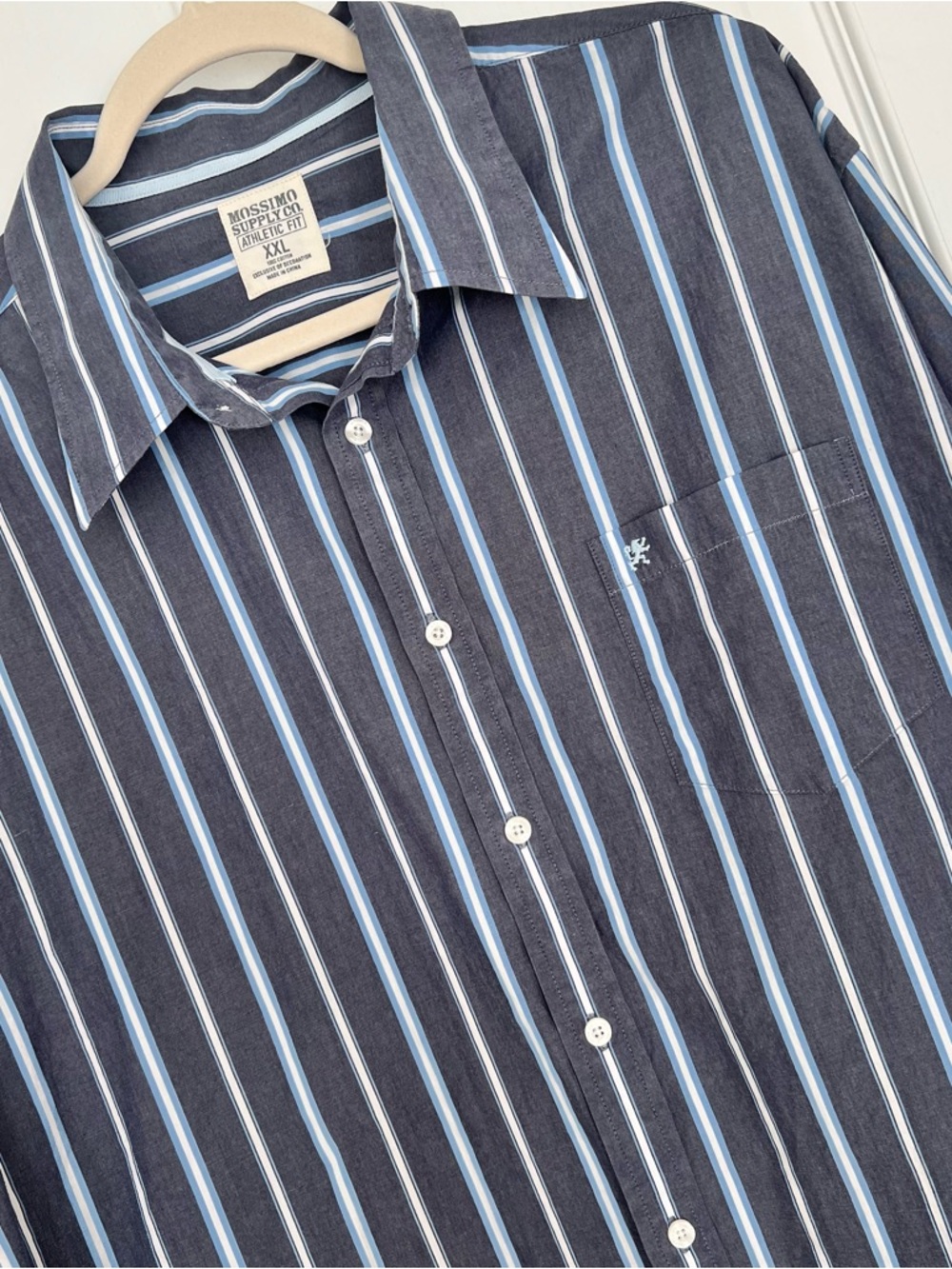 Mossimo Supply Co. Navy, Light Blue & White Striped Button-Down Shirt